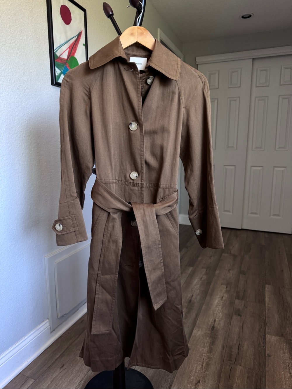 Vince Brown Single-Breasted Trench Coat - Picture 2 of 6